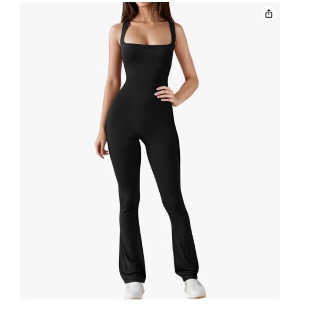 NWT Women’s Bodycon Jumpsuits Small Square Neck Tank Top Black Casual Jumpsuits